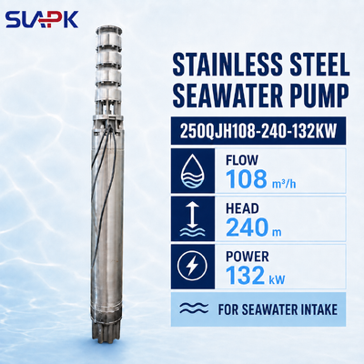 250QJH108-240-132KW Deniz suyu alımı için 240m başlı dökme paslanmaz çelik dalgıç pompası